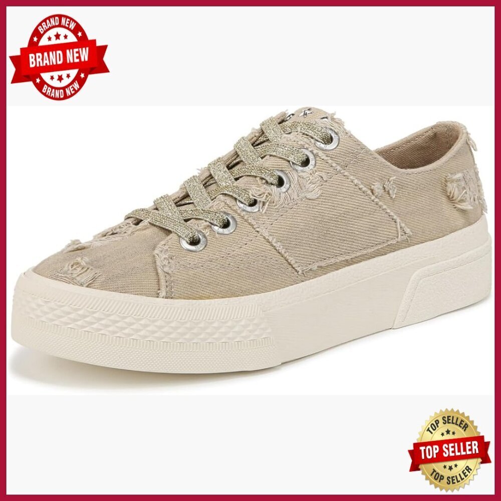 Women's Distressed Fabric Sneakers with Metallic Studs Platform Sole